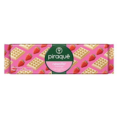 Biscoito Wafer Recheio Morango Piraquê Newafer Pacote 100g