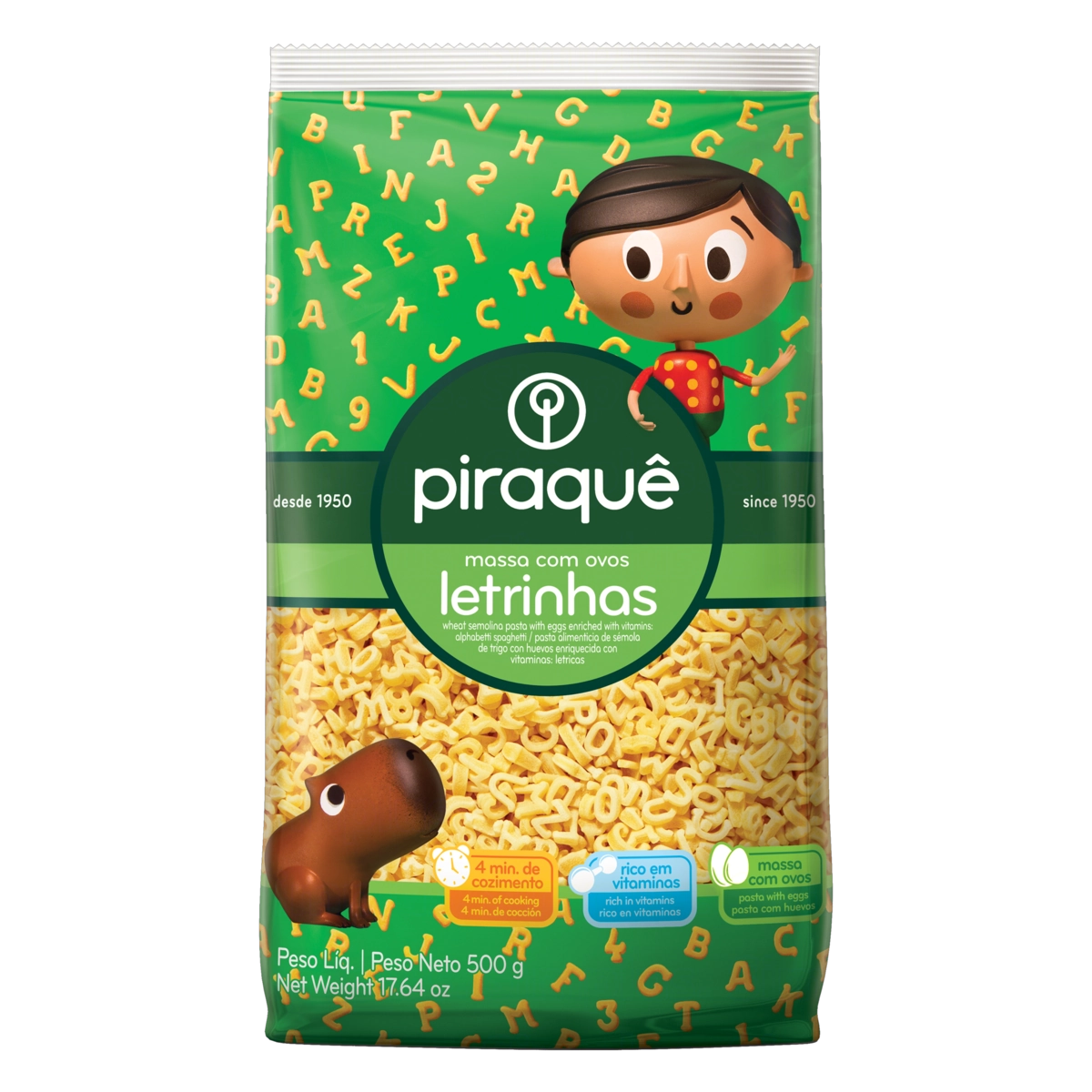 Macarrão Com Ovos Letrinhas Piraquê Pacote 500g