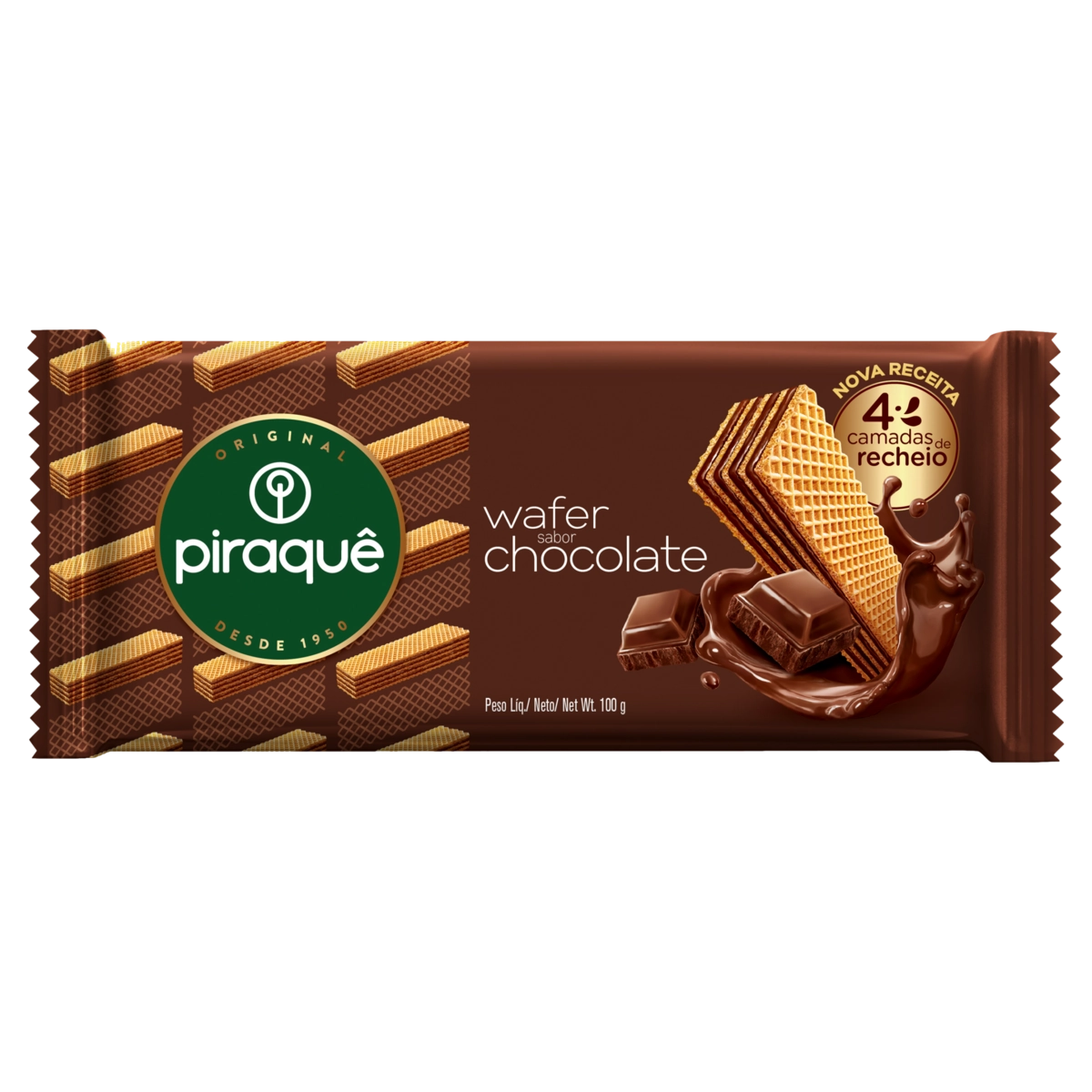 Biscoito Piraque Wafer Chocolate 100g