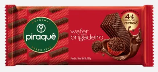 Biscoito Wafer Recheio Brigadeiro Piraquê Pacote 100g