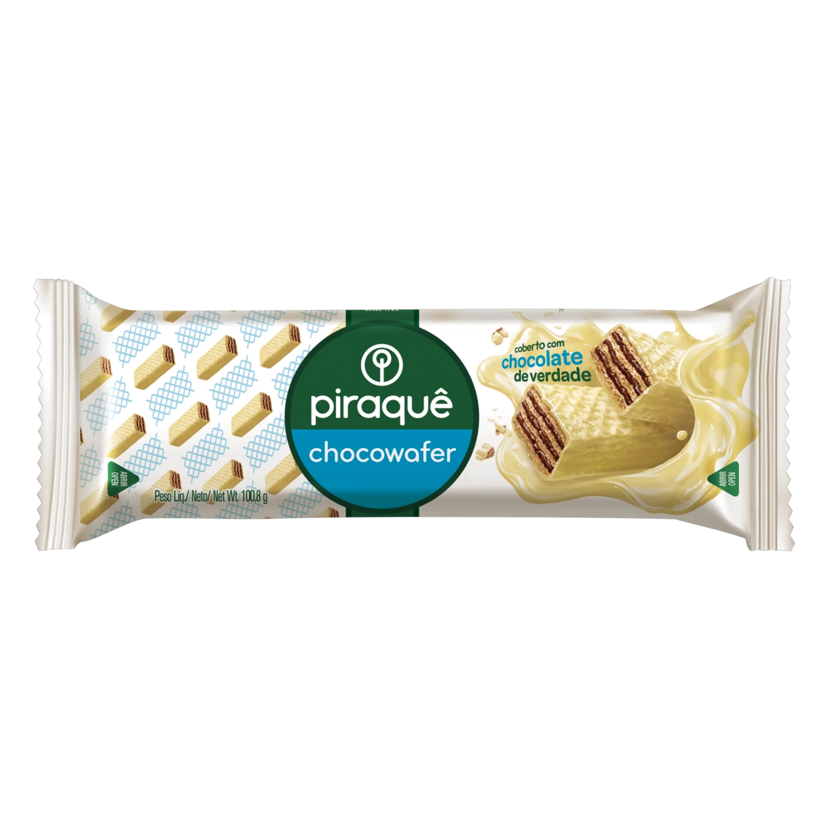 Wafer Recheio Chocolate Cobertura Chocolate Branco Piraquê Chocowafer Pacote 100,8g