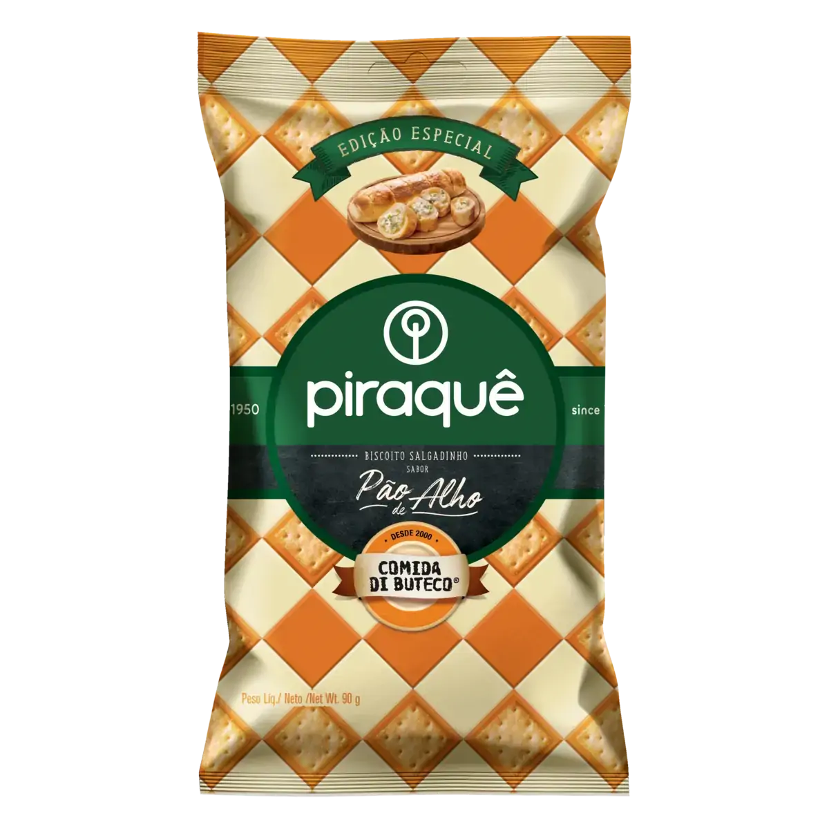 Biscoito Salgadinho Pão De Alho Piraquê Comida Di Buteco Pacote 90g