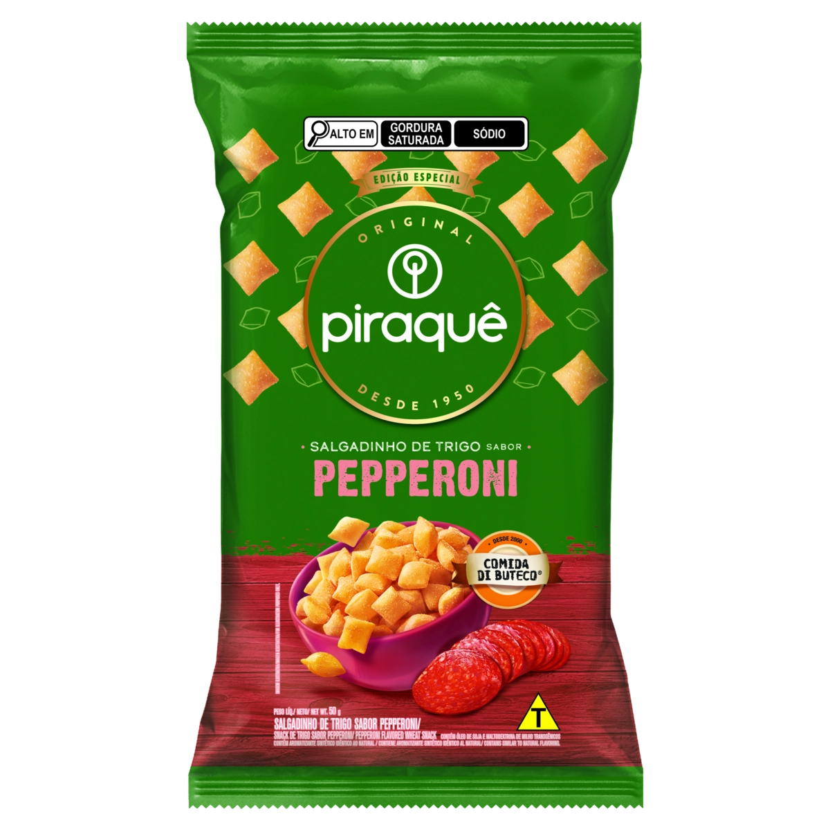 Salgadinho De Trigo Pepperoni Piraquê Comida Di Buteco Pacote 50g