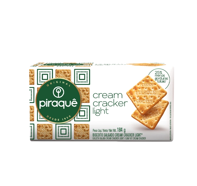 Biscoito Cream Cracker Light Piraquê Pacote 184g