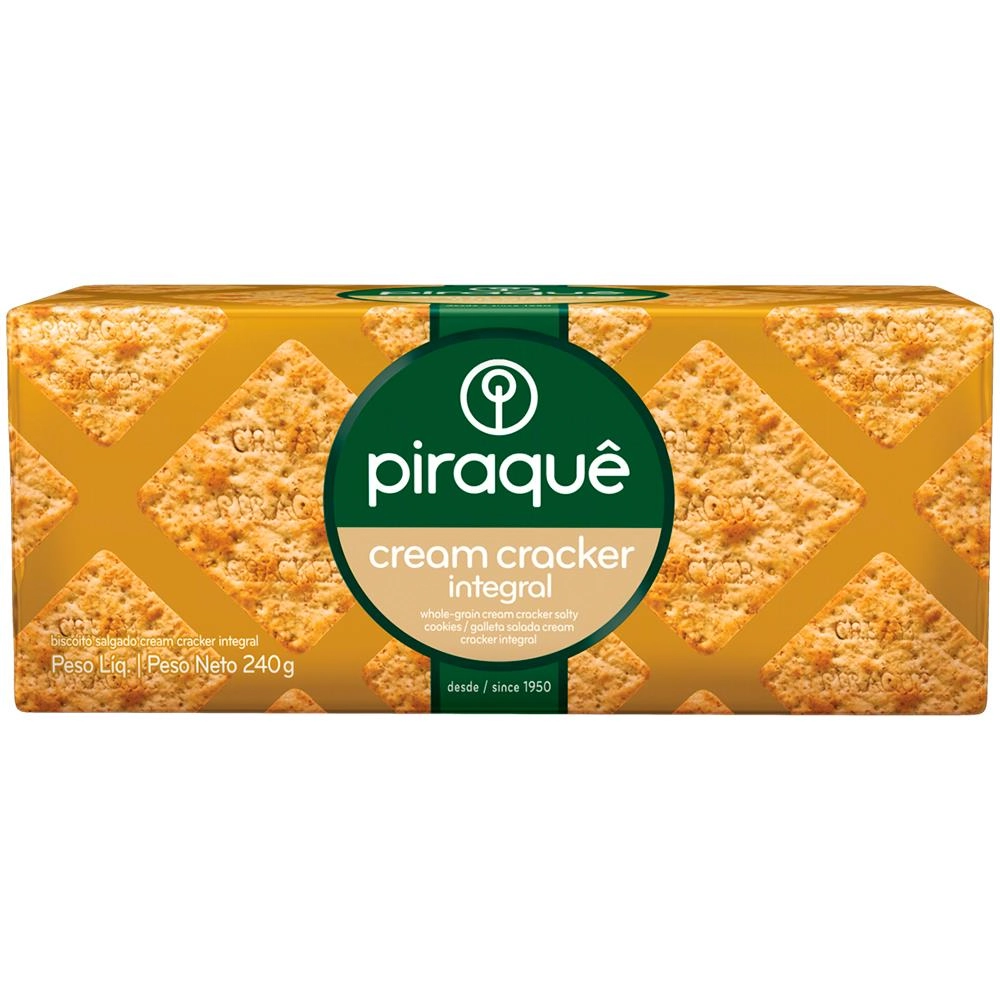 Biscoito Cream Cracker Integral Piraquê Pacote 215g