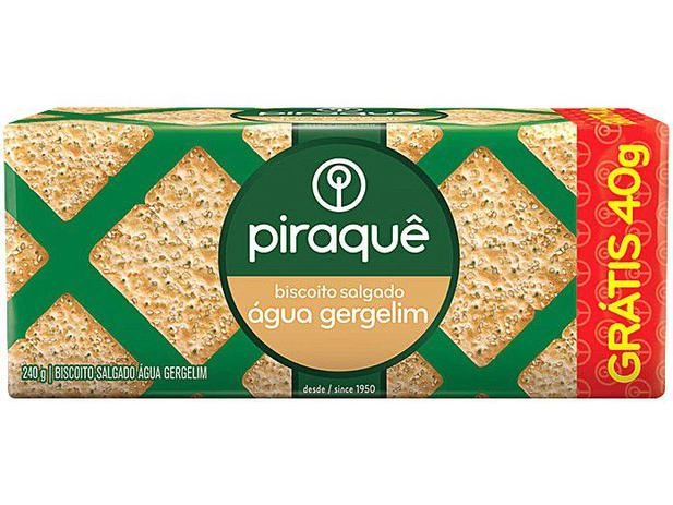 Biscoito água Com Gergelim Piraquê Pacote 215g