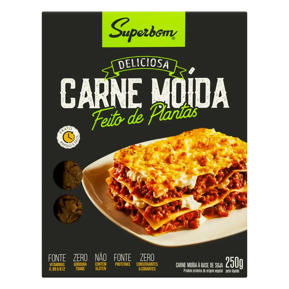 Carne Moída Vegetal Congelada Superbom Caixa 250g