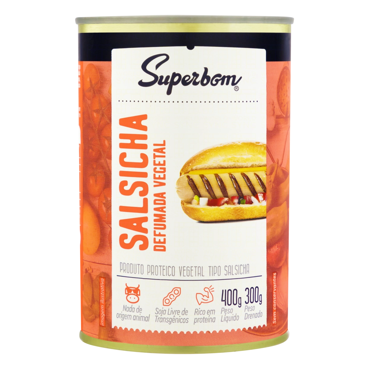 Salsicha Vegetal Defumada Superbom Lata 300g