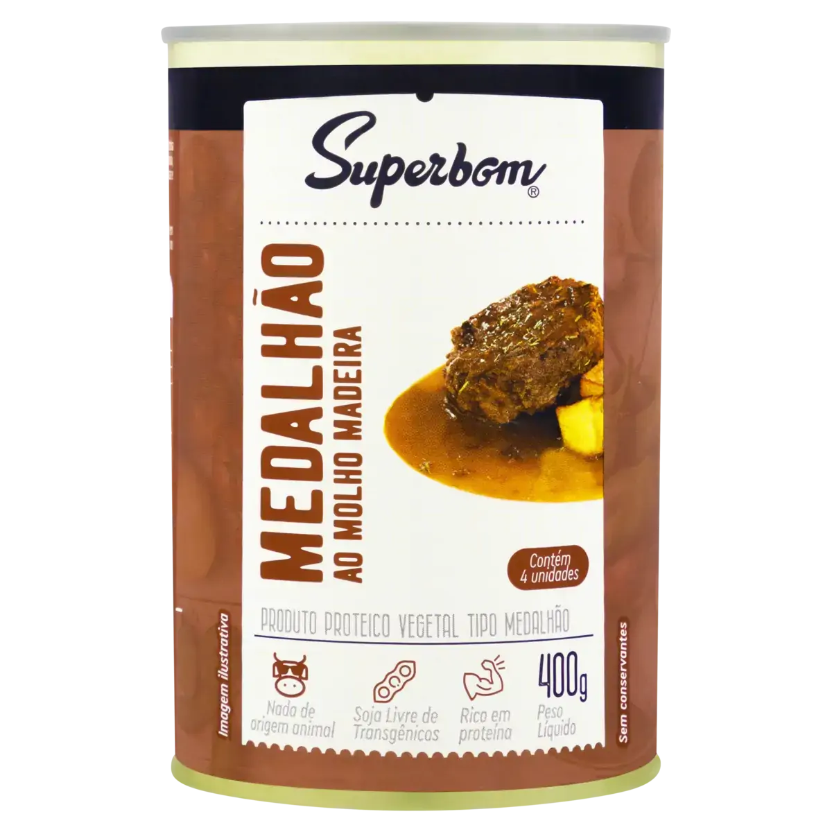 Medalhão Ao Molho Madeira Vegetal Superbom Lata 400g 4 Unidades