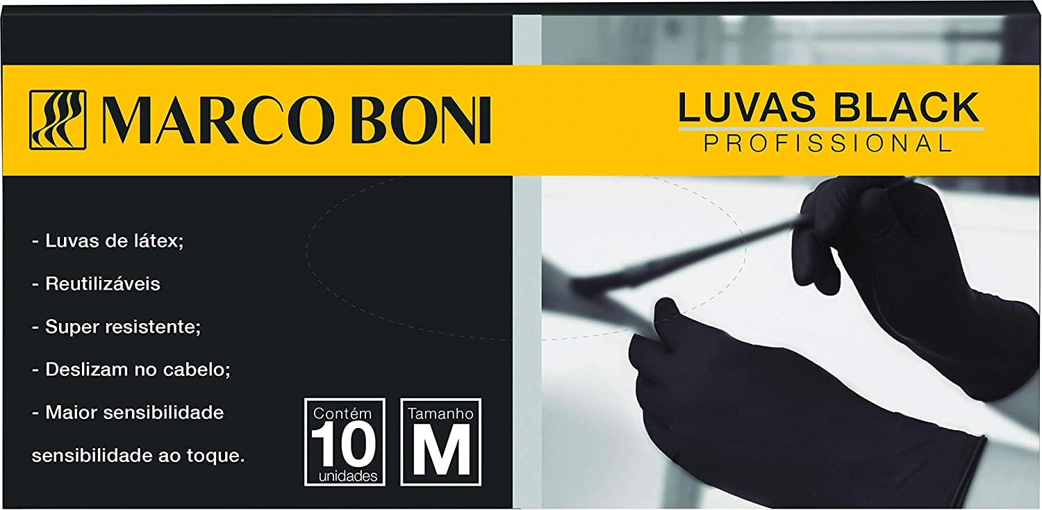 Luva Reutilizável Black Marco Boni Profissional M 2 Unidades