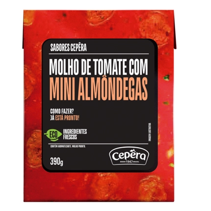 Molho De Tomate Com Minialmôndegas Sabores Cepêra Caixa 390g