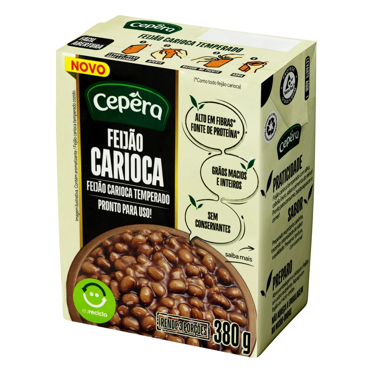 Feijão Carioca Em Conserva Cepêra Caixa 380g