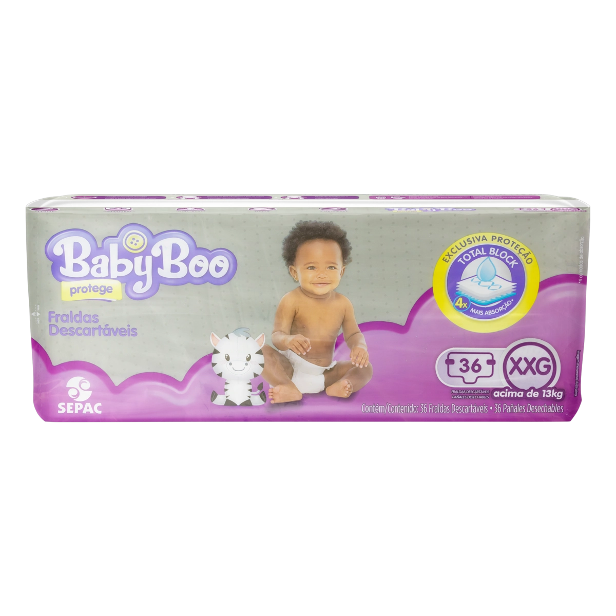 Fralda Descartável Babyboo Protege Xxg Pacote 36 Unidades