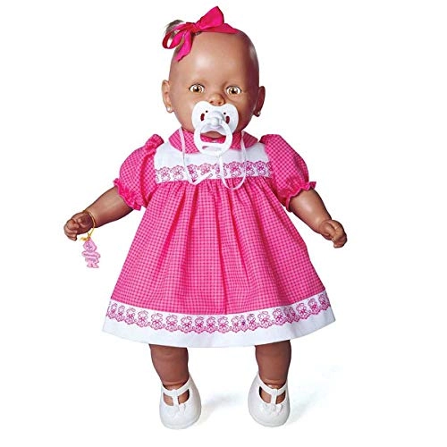 Boneca Meu Bebe Negro Vestido Rosa Ref.1001003000053