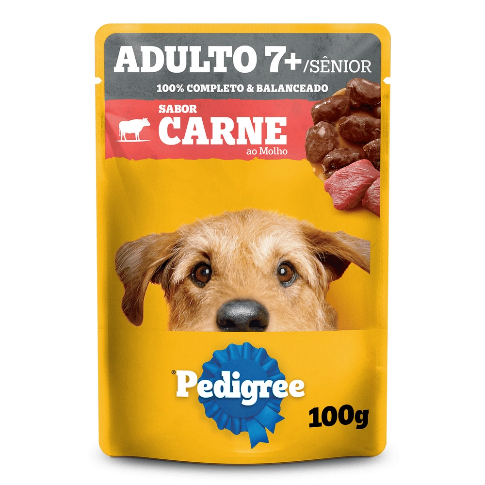 Alimento Para Cães Adultos 7 Carne Ao Molho Pedigree Sachê 100g