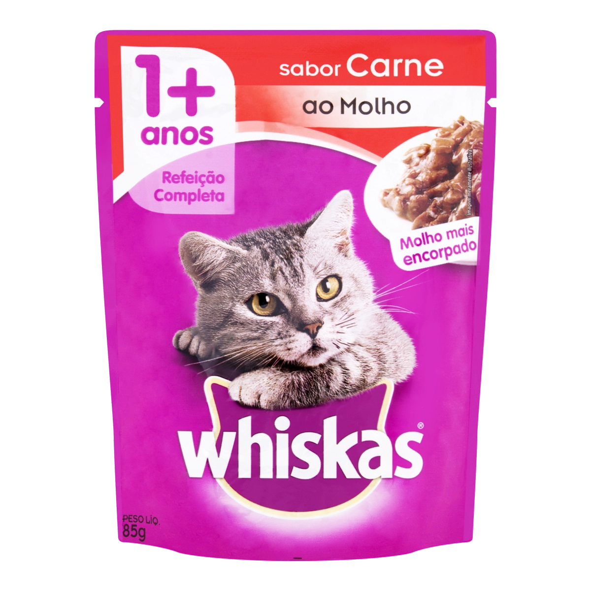 Alimento Para Gatos Jelly Adultos 7 Carne Whiskas Sachê 85g