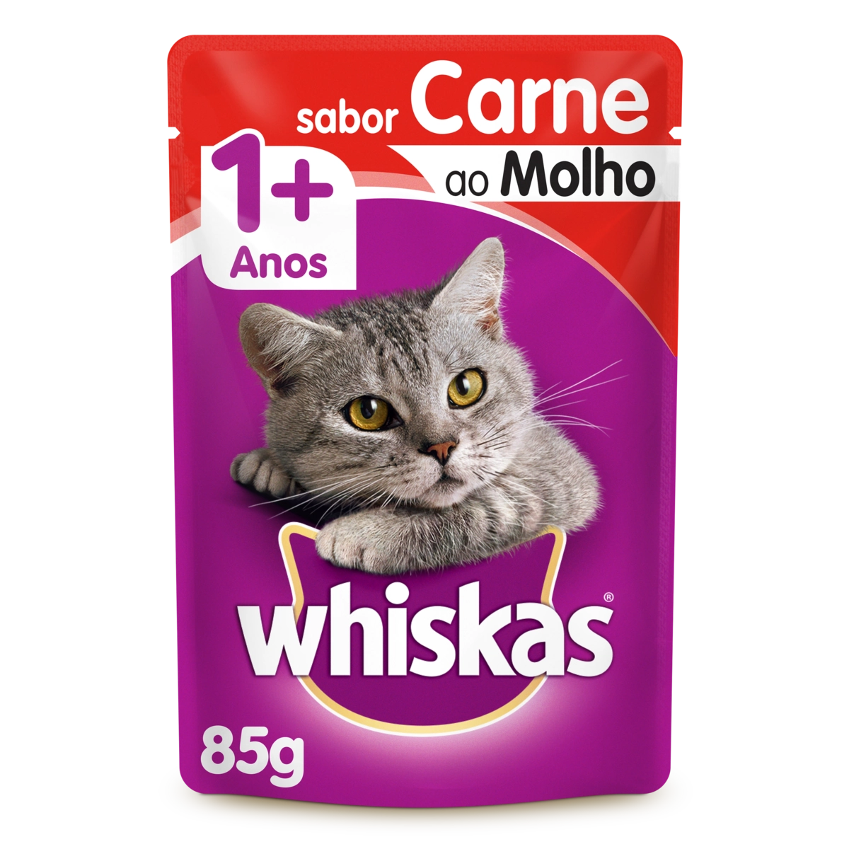 Alimento Para Gatos Adultos 1 Carne Ao Molho Whiskas Sachê 85g