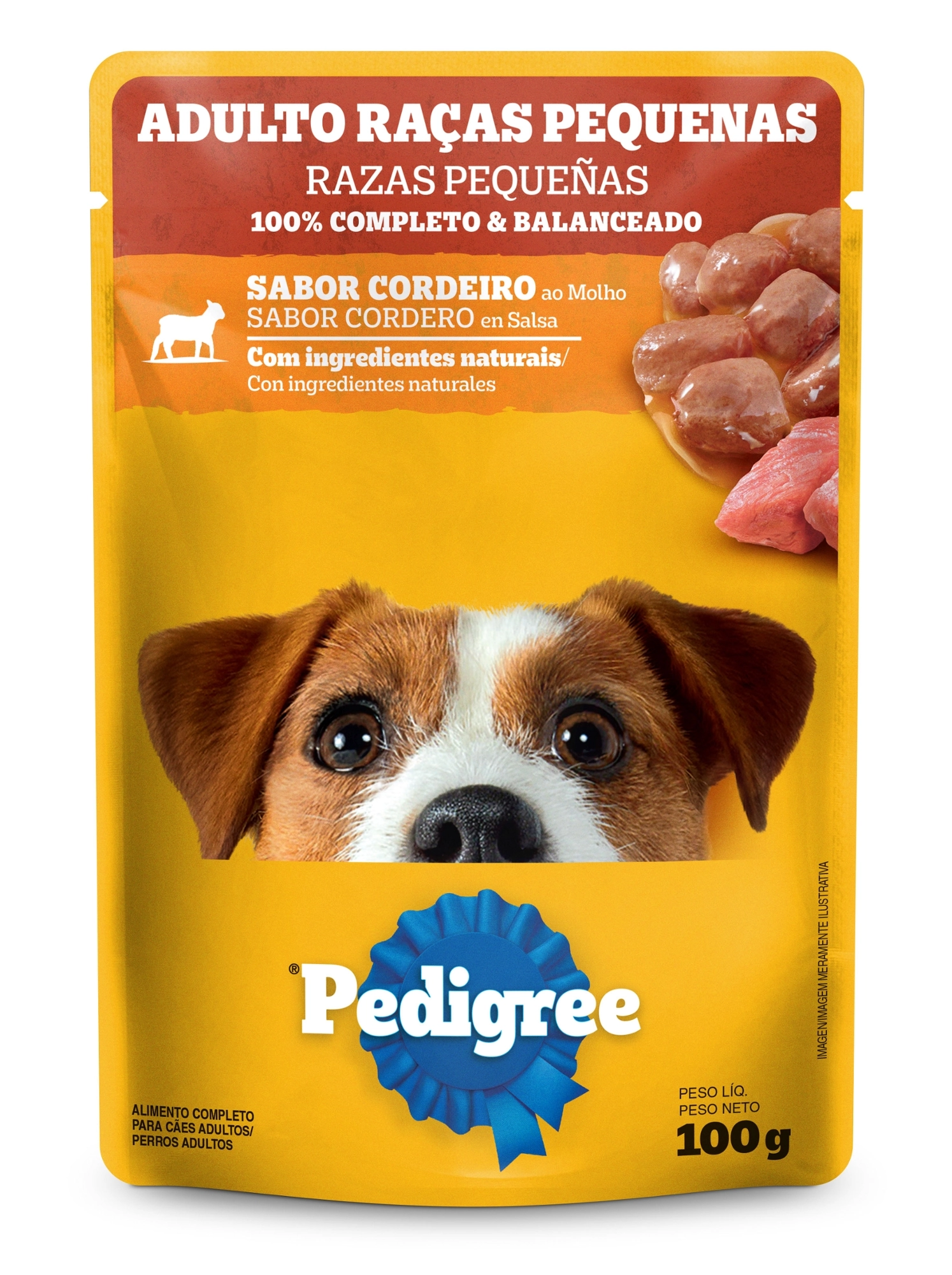 Alimento Para Cães Adultos Raças Pequenas Cordeiro Ao Molho Pedigree Sachê 100g