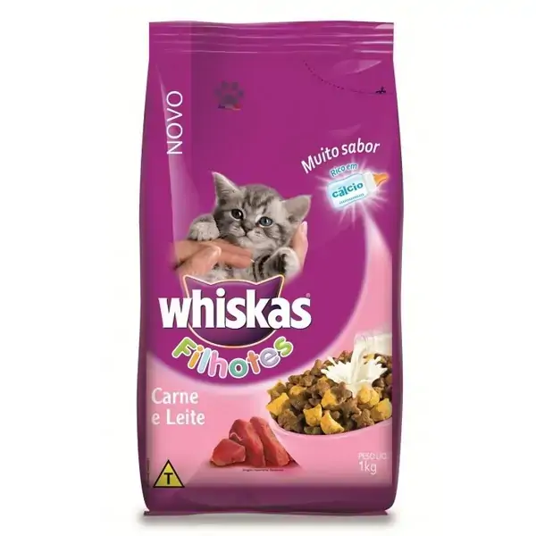 Alimento Para Gatos Filhotes 2 A 12 Meses Carne E Leite Whiskas Pacote 1kg