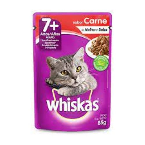 Alimento Para Gatos Adultos 7 Carne Ao Molho Whiskas Sachê 85g