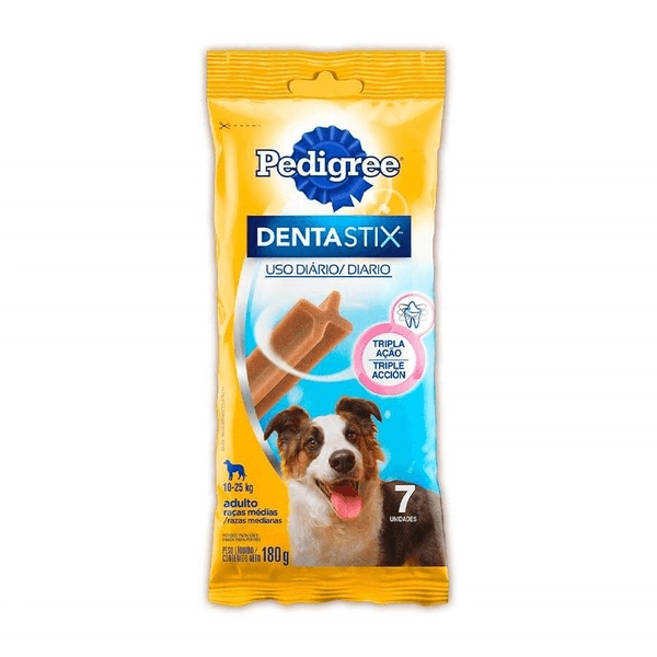 Petisco Para Cães Adultos Raças Médias Pedigree Dentastix Pacote 180g 7 Unidades