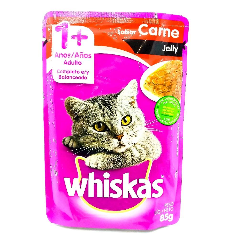 Alimento Para Gatos Adultos 1 Jelly Carne Whiskas Sachê 85g