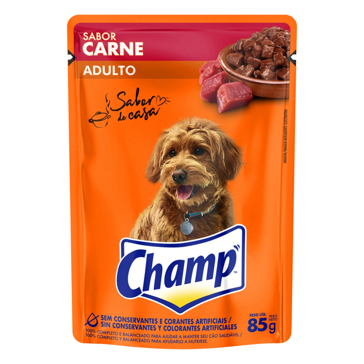Alimento Para Cães Adultos Carne Champ Sabor De Casa Sachê 85g