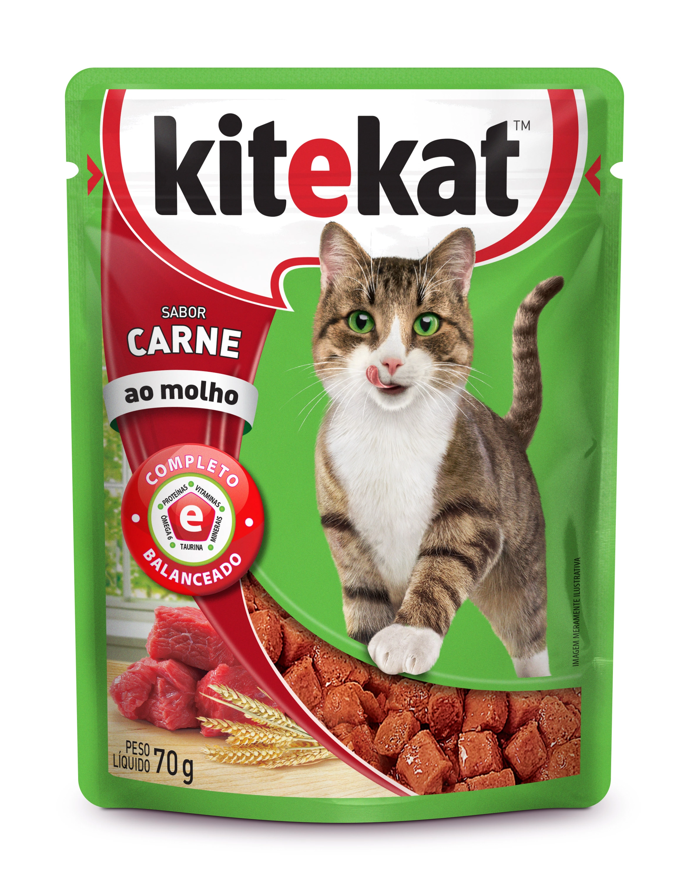 Racao P/gatos Kitkat 70gr Ad.carne Ao Molho