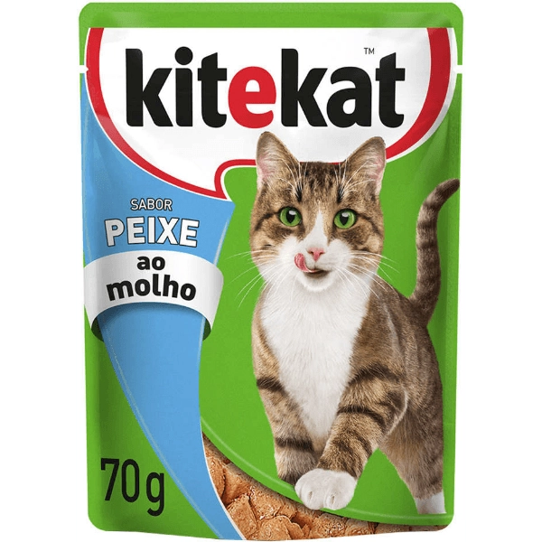 Racao P/gatos Kitkat 70gr Ad. Peixe Ao Molho