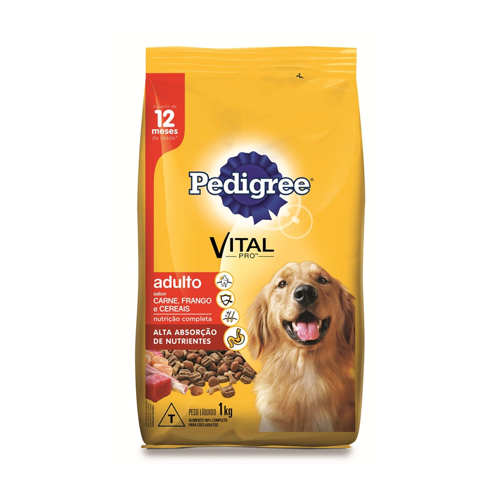 Alimento Para Cães Adultos Raças Médias E Grandes Carne, Frango E Cereais Pedigree Pacote 1kg