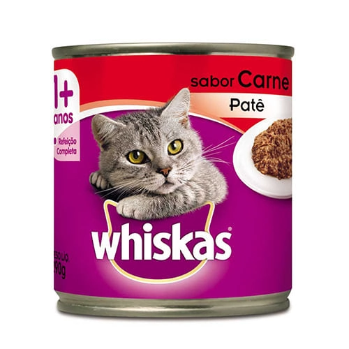 Patê Para Gatos Adultos 1 Carne Whiskas Lata 290g