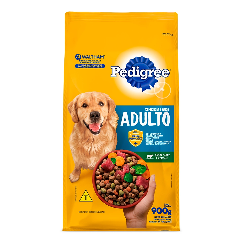 Alimento Para Cães Adultos Carne E Vegetais Pedigree Pacote 900g