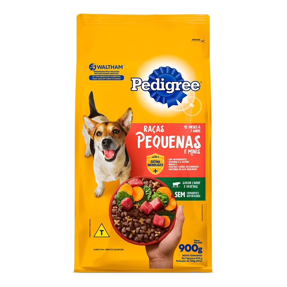 Alimento Para Cães Adultos Raças Minis E Pequenas Carne E Vegetais Pedigree Pacote 900g