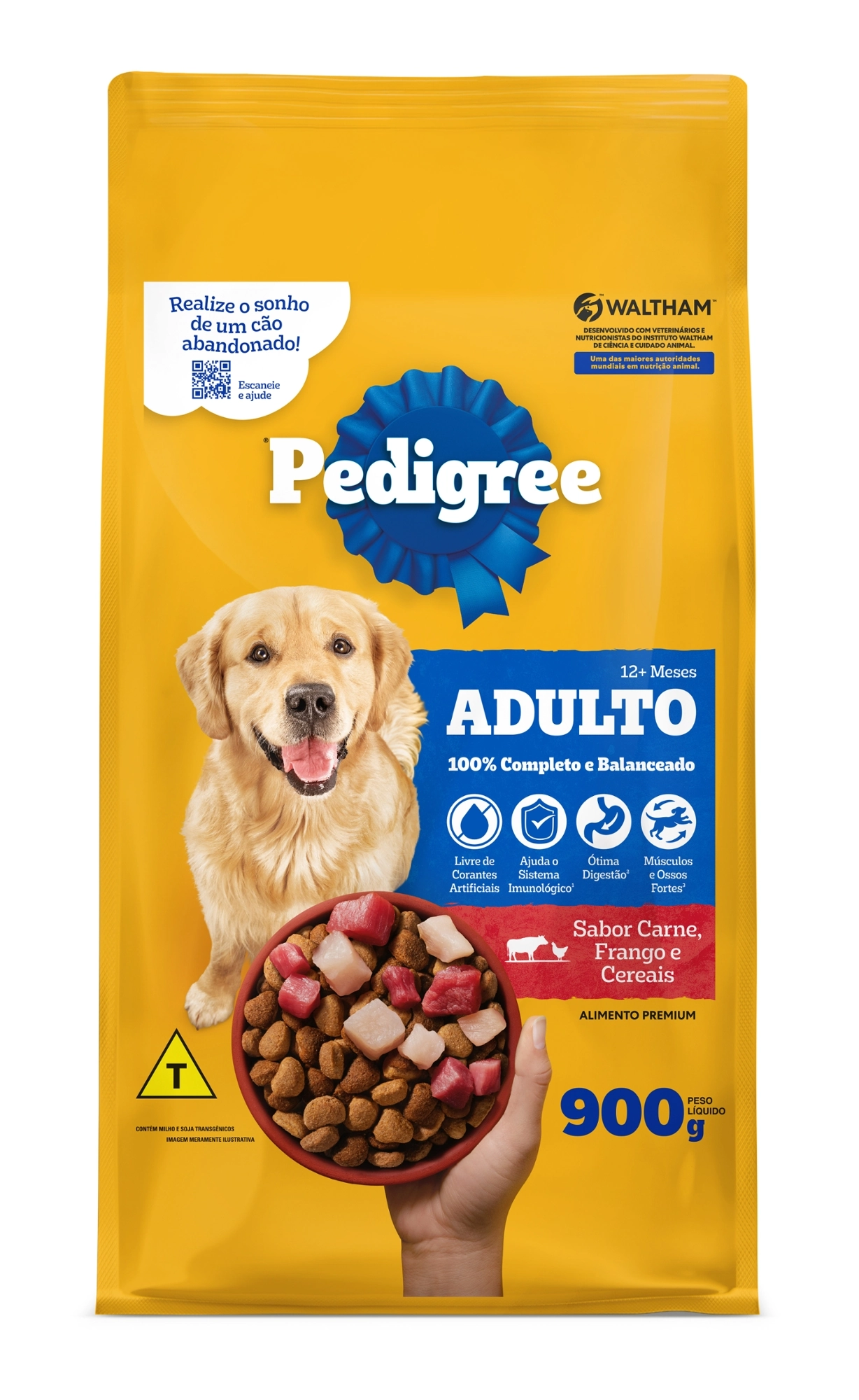 Alimento Para Cães Adultos 12 Meses A 7 Anos Carne, Frango E Cereais Pedigree Pacote 900g