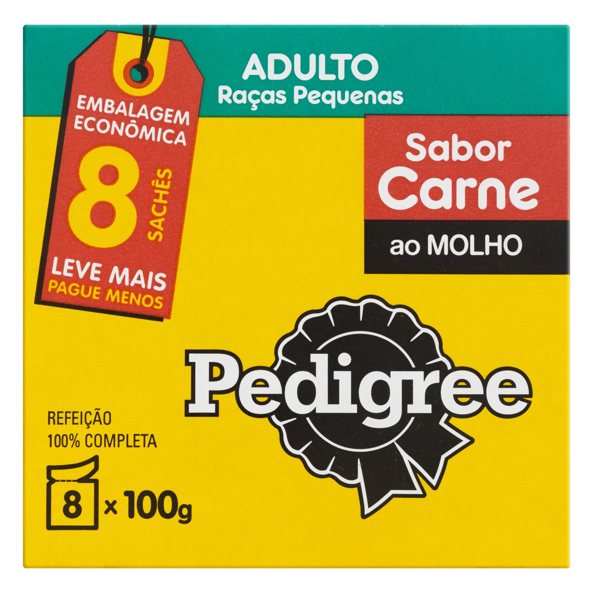 Pack Alimento Para Cães Adultos Raças Pequenas Carne Ao Molho Pedigree Caixa 800g 8 Unidades Embalag