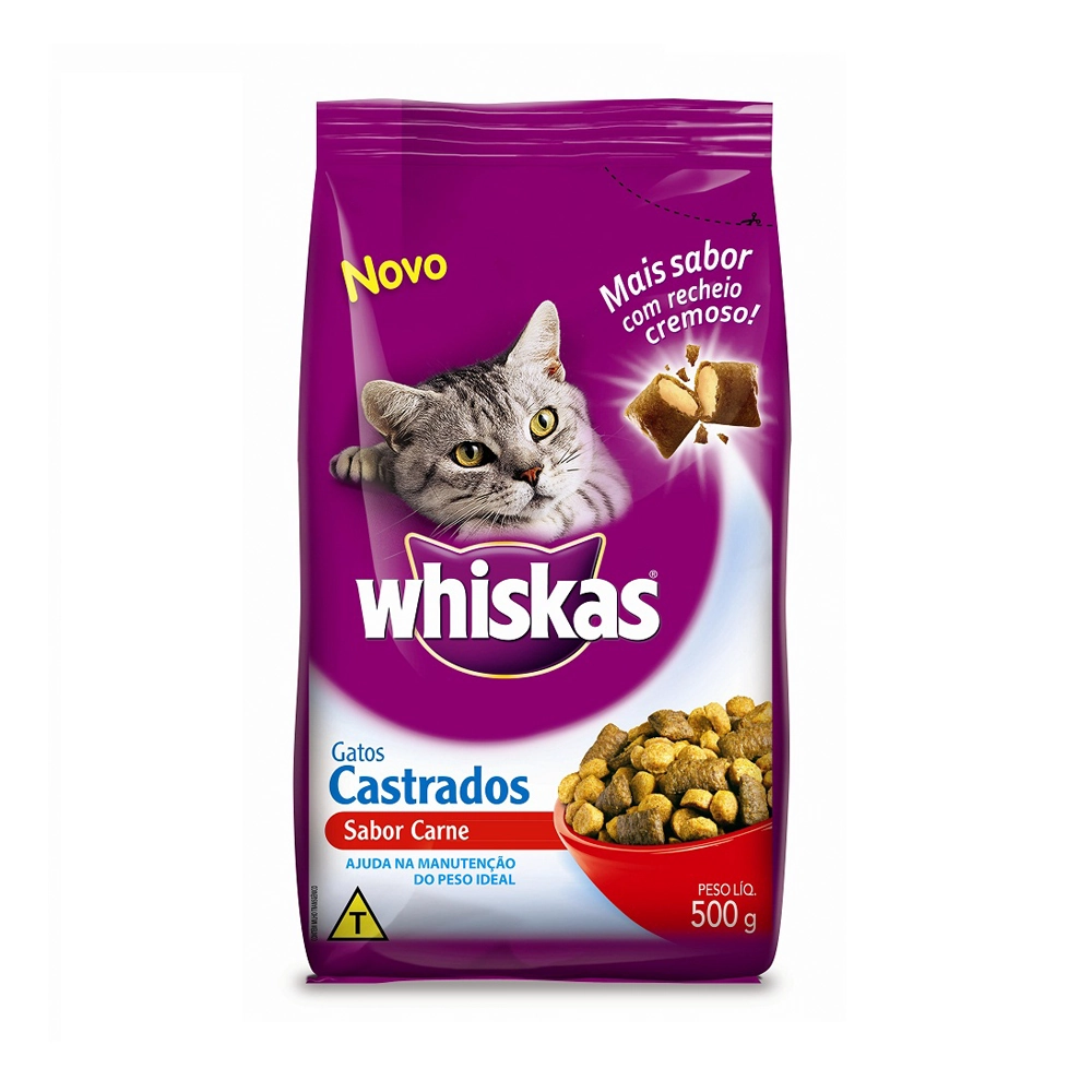 Alimento Para Gatos Castrados Adultos 1 Carne Whiskas Pacote 500g