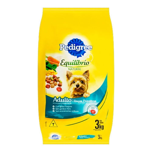 Alimento Para Cães Adultos Raças Minis E Pequenas Frango Pedigree Equilíbrio Natural Pacote 3kg
