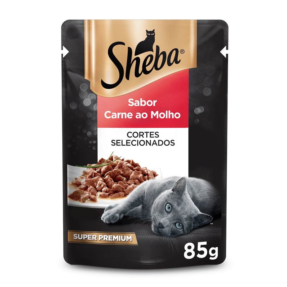 Alimento Para Gatos Adultos Carne Ao Molho Sheba Sachê 85g