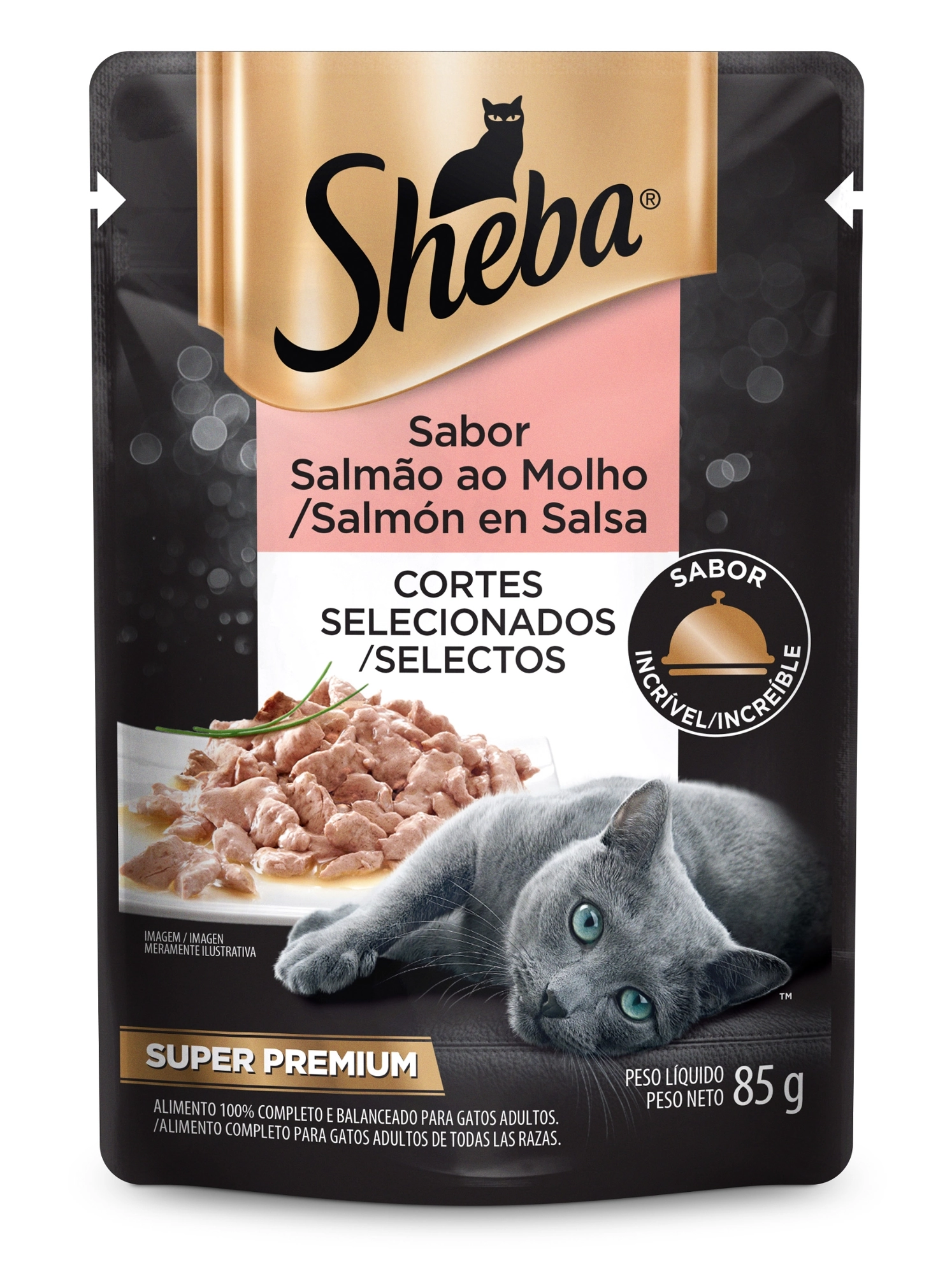 Alimento Para Gatos Adultos Salmão Ao Molho Sheba Sachê 85g