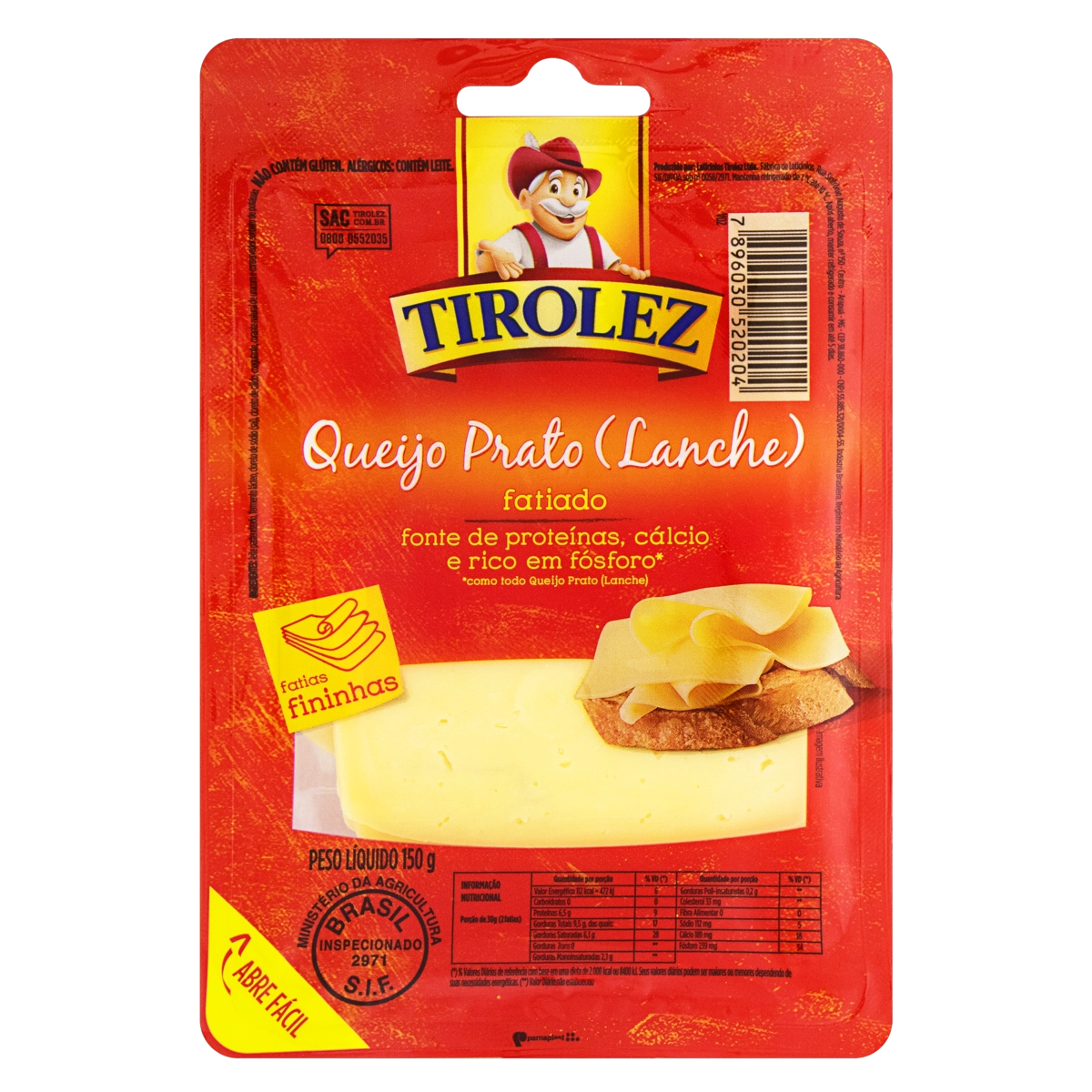Queijo Prato Fatiado Tirolez 150g