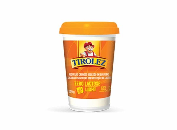 Requeijão Cremoso Light Zero Lactose Tirolez Copo 200g