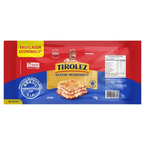 Queijo Mussarela Fatiado Tirolez 1kg Embalagem Econômica