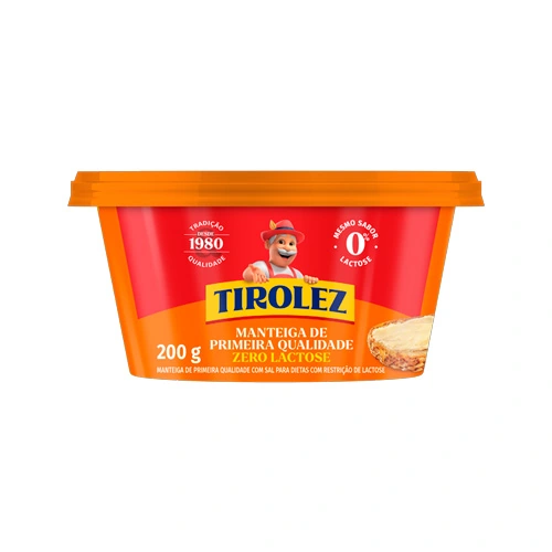 Manteiga De Primeira Qualidade Com Sal Zero Lactose Tirolez Pote 200g