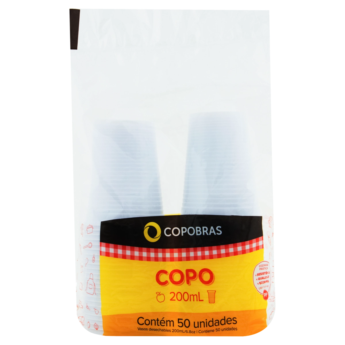 Copo Plástico Descartável 200ml Copobras Pacote 50 Unidades