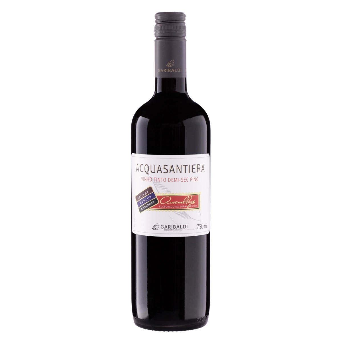 Vinho Brasileiro Tinto Demi Sec Assemblage Acquasantiera Tannat Merlot Cabernet Serra Gaúcha Garrafa