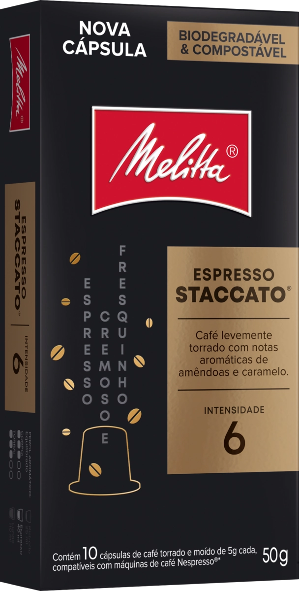 Café Em Cápsula Torrado E Moído Espresso Staccato Melitta Caixa 50g 10 Unidades