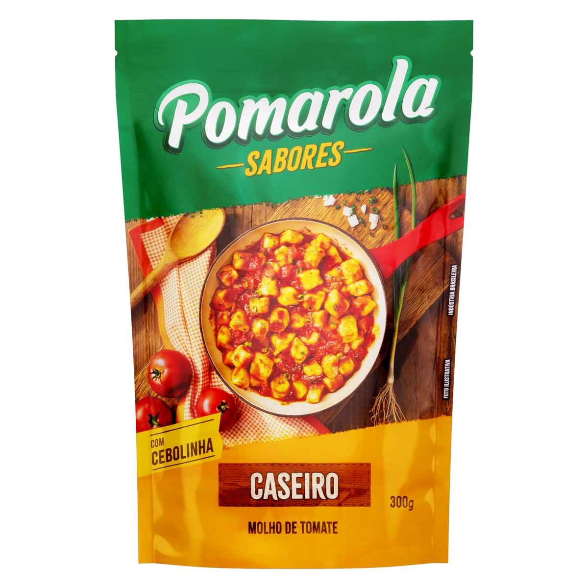 Molho De Tomate Caseiro Com Cebolinha Pomarola Sabores Sachê 300g