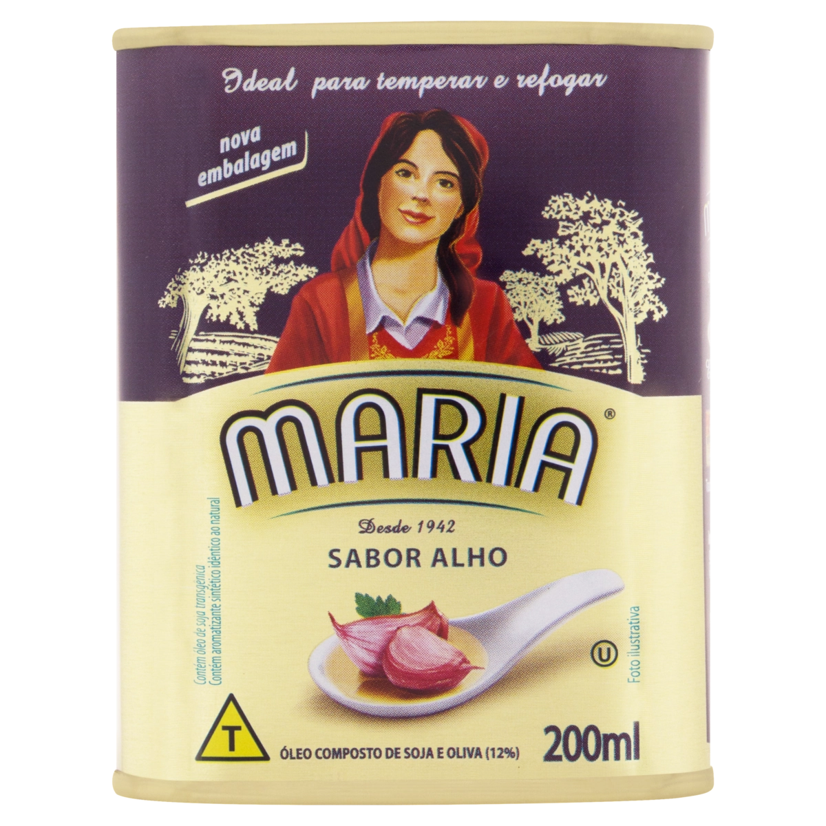 óleo Composto De Soja E Oliva Alho Maria Lata 200ml