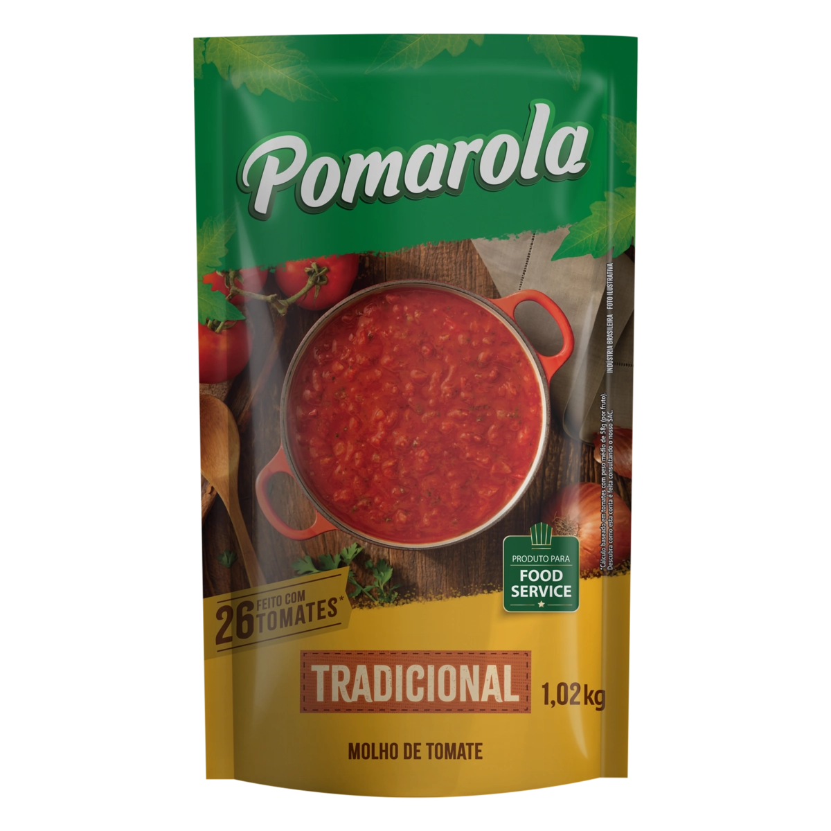 Molho De Tomate Tradicional Pomarola Sachê 1,02kg