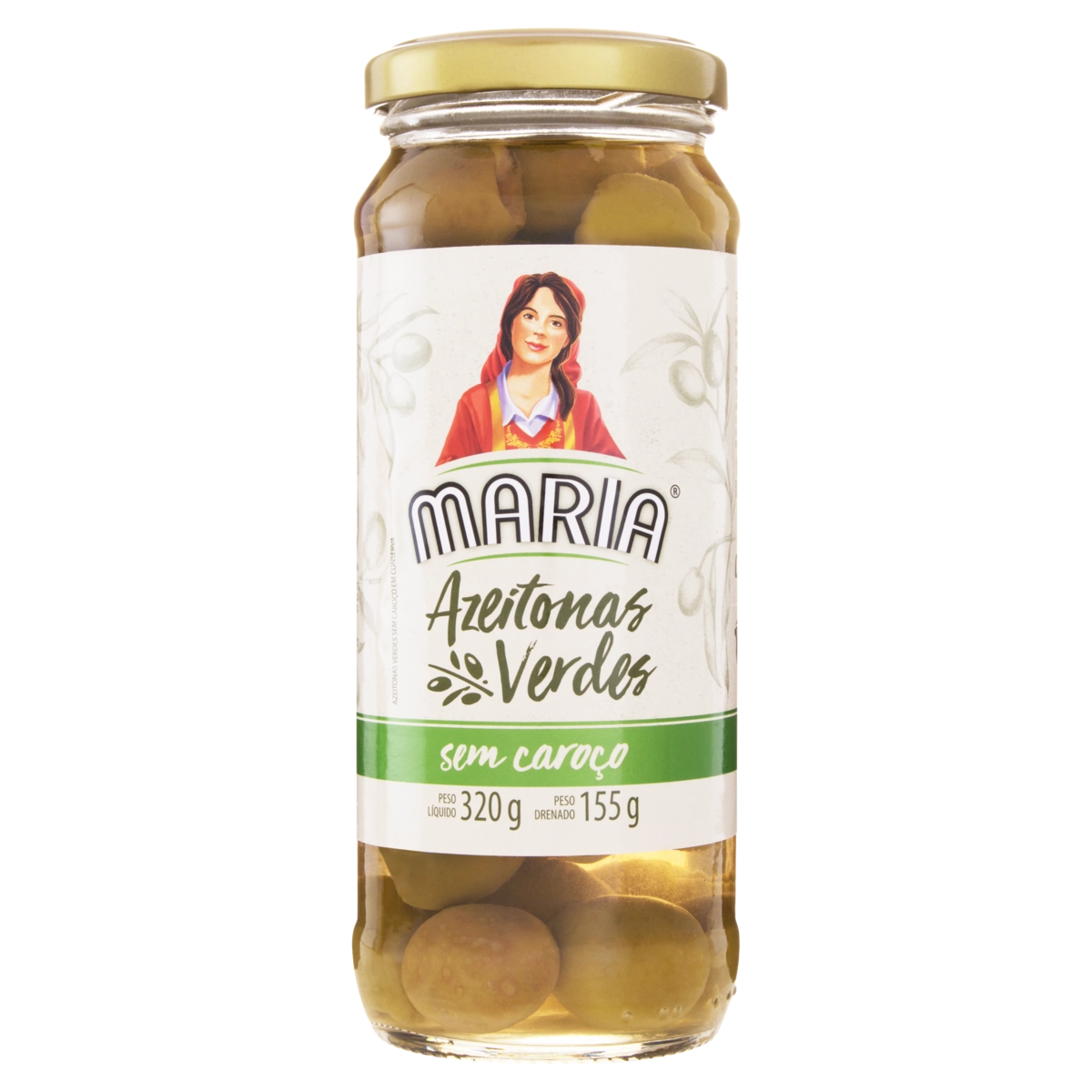 Azeitona Verde Em Conserva Sem Caroço Maria Vidro 155g